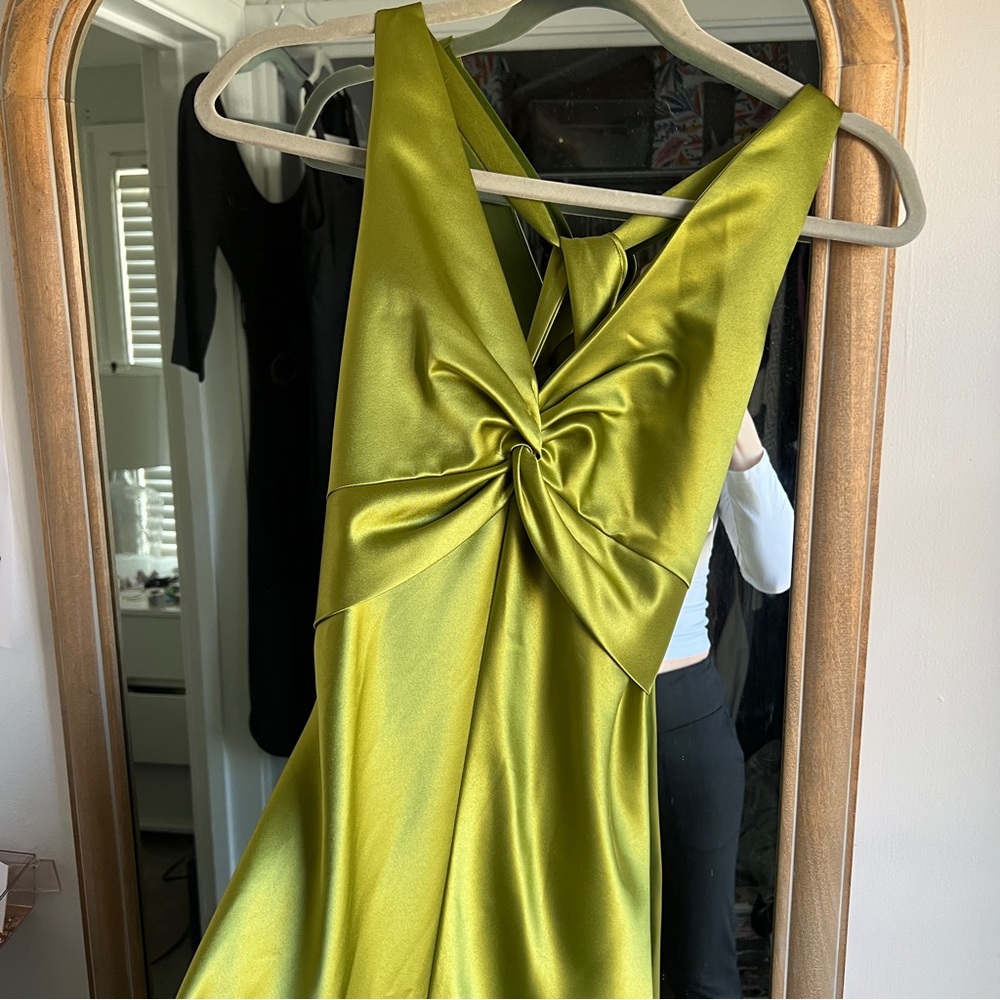 Jovani Vintage Green Satin Dress